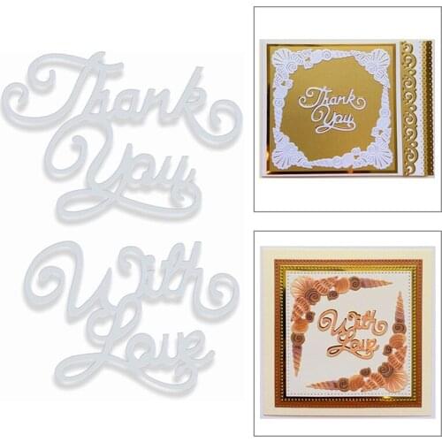 2020 New English Thank You With Love Metal Cutting Dies For Cut Paper Making Words Greeting Card DIY Scrapbooking No Stamps Sets