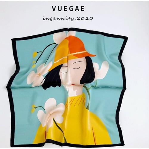 2020 Brand 100% Pure Silk Scarf Women Neck Hair Fashion Foulard Square Small Headband Hijab Pashmina Scarves Bandana