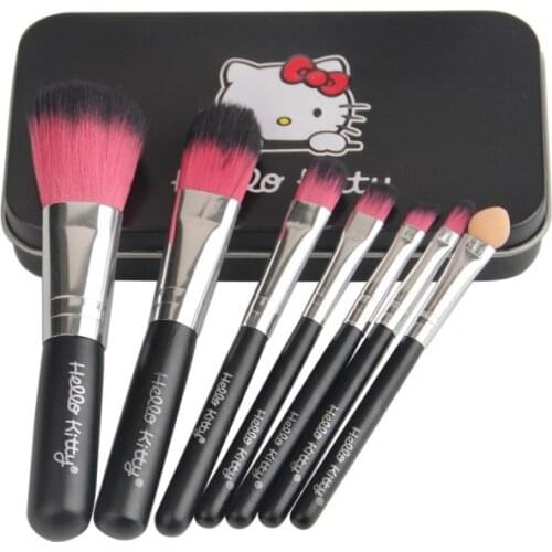7pcs Sanrio Hello Kitty makeup brush tool makeup eye shadow brush set tin box eye shadow blush makeup brush