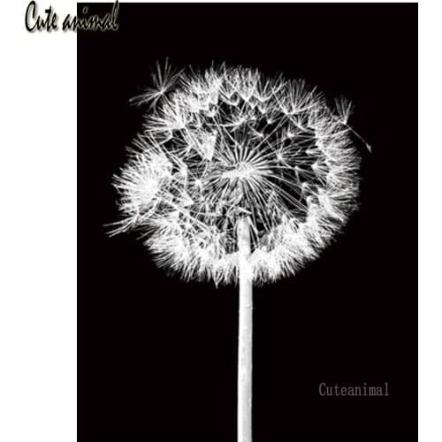 Diamond Painting Diamond Mosaic Dandelion black and white art Diy Diamond Embroidery Full Square round Drill Handmade art gift