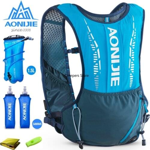 AONIJIE New C9102 Ultra Vest 5L Hydration Backpack Pack Bag Soft Water Bladder Flask Set For Hiking Trail Running Marathon Race