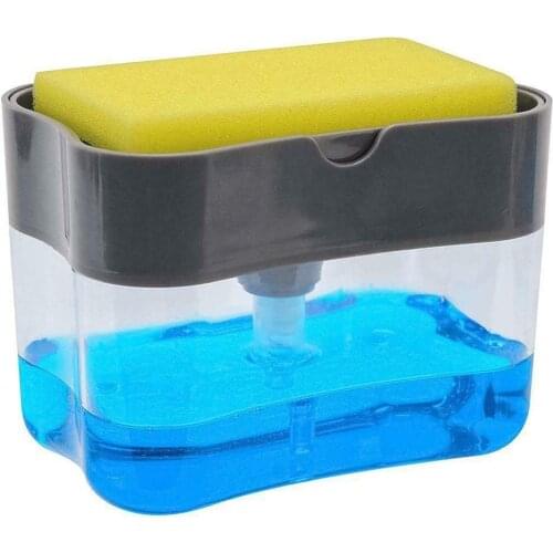 Kitchen Automatic Sponge Soap Dispenser Dishwashing Liquid Detergent Pump Dispenser Liquid Detergent Sponge Storage Box
