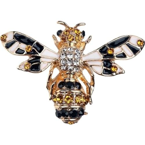 Retro Cartoon Insect Bee Brooch Pin Alloy Rhinestone Crystal Lapel Pins Scarf Buckle Badge Vintage Jewelry Men Women Accessories