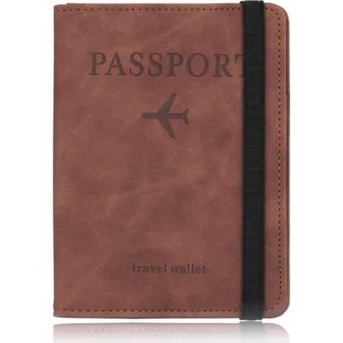 M68C PU Leather Passport Case Holder Radio Frequency Identification Blocking Travel Credit Card Wallet Cover
