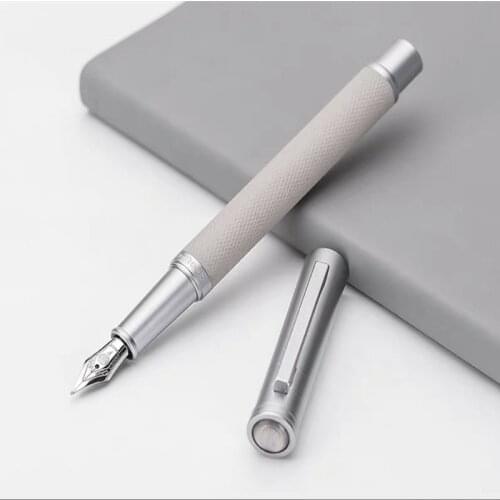 Black Metal Fountain Pen Ink Pen Titanium Fine Nib Retro Business Texture Office School Supplies White Writing Gift For Friend