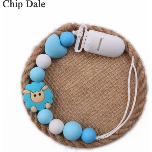 Chip Dale Newest Baby Sheep Silicone Molars Beads Pacifier Clip Chain Silicone Teether Anti-lost Chain Baby Shower Gift