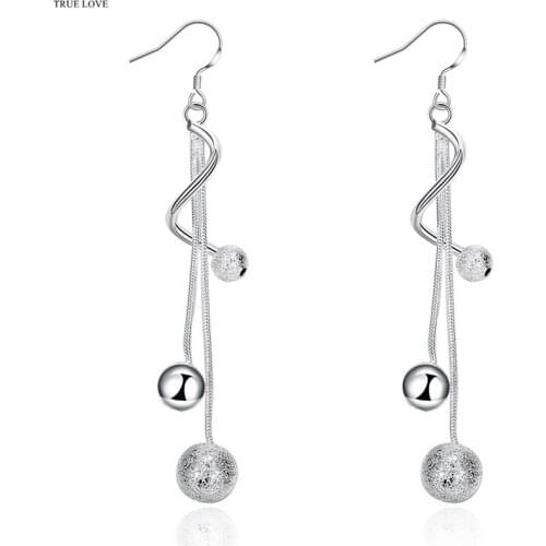 E276 fashion jewelry Silver color beads Long Dangle Earrings size 8.4X1.0CM pretty cute party gift Top quality drop shipping