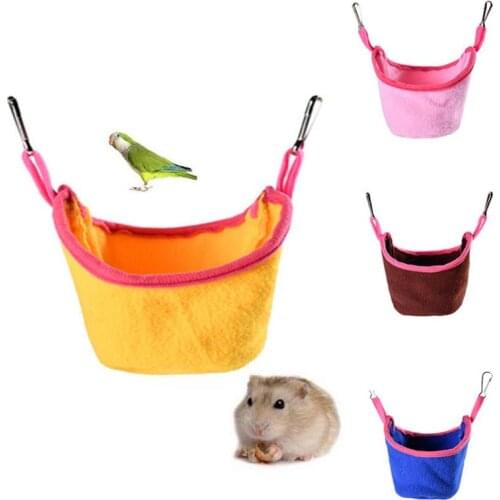 Hamster Cage Hammock Hanging Soft Thickened Small Animal Bed Bird Nest with Hook Cotton Mouse Ferrets Hanging Bed