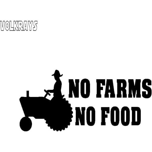 Volkrays Interesting Car Sticker No Farms No Food Accessories Reflective Waterproof Sunscreen Vinyl Decal Black/Silver,5cm*13cm