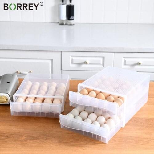 BORREY Refrigerator Food Storage Box Egg Dumpling Organizer Fresh Box Vegetable Egg Holder Stackable Care-Drawer-Type Storag Box