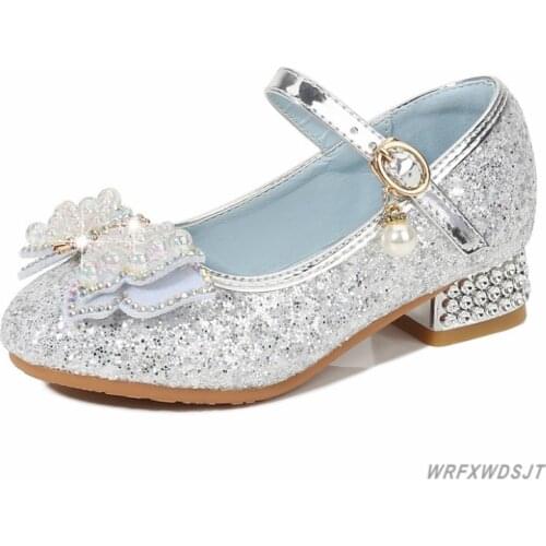 Disney Frozen Elsa Girls Summer Sandals Crystal Performance Shoes Princess Elsa Bow Party Dance Shoes Kids Sandals