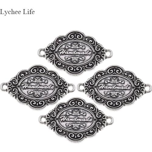 Lychee Life Personality 50pcs Metal Handmade Labels For Garment DIY Apparel Cloth Tags Decoration Accessories