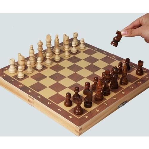 Magnetic Wooden Folding Chess Set with Felted Game Board Interior for Storage Adult Kids Beginner Large Chess Toys 39cm*39cm