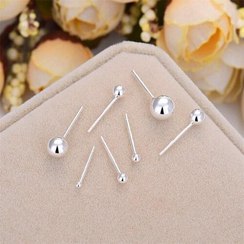 Minimalist 925 Sterling Silver Earrings Female Dainty Small Round Ball Stud Earrings For Women Men Charm Bridal Wedding Earrings