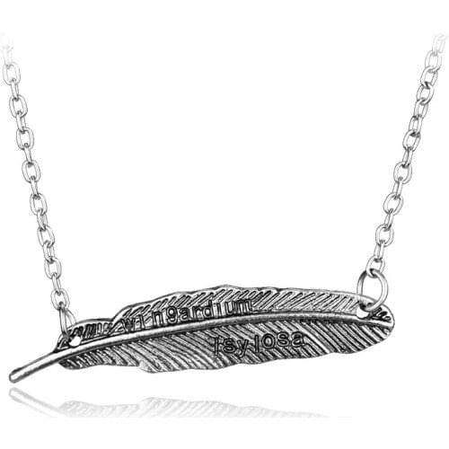 Vintage Simple Classic Feather pendant Necklace statement chain choker necklaces for women gifts