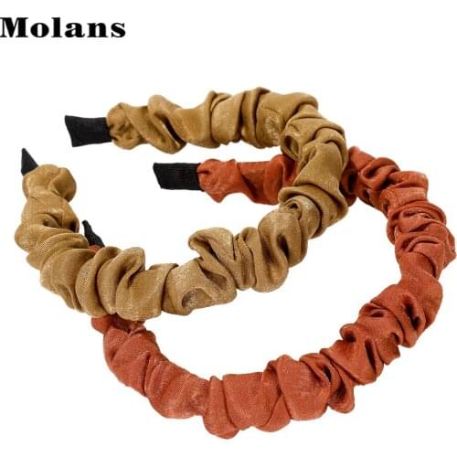 MOLANS Pleated Solid Fabric Headband Women Fashion Simple Hair Bands Bezel Hair Accessories Headwear For GIrls 2020 New