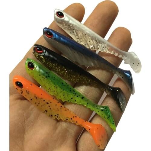 1pcs Jig Head Soft Bait 7cm 2.8g Artificial Fishing Bait Belly Open Paddle Tail Swimbait Bass minnow Rubber Fish