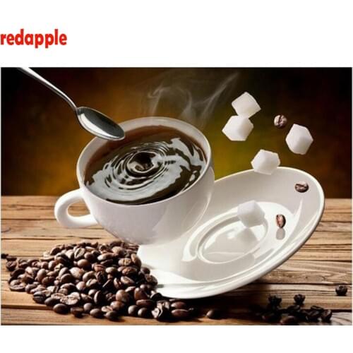 Diy 5D Diamond Painting Cross Stitch Kits magical coffee beas cup Diamond Embroidery Needlework Square Rhinestone kitchen Decor