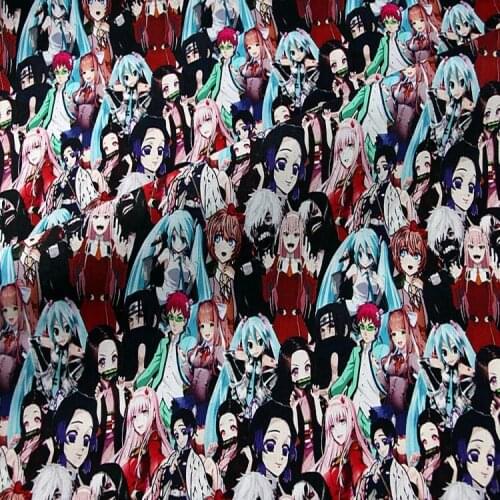 Demon Slayer Print 100% Cotton Fabric for Girl Clothes Bedding Set Hometextile Cushion Cover Backpack DIY Cloth Sewing