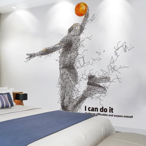 Basketball Player Wall Stickers DIY Cartoon Sportsman Wall Decals for Kids Rooms Nursery Gymnasium Home Decoration Accessories