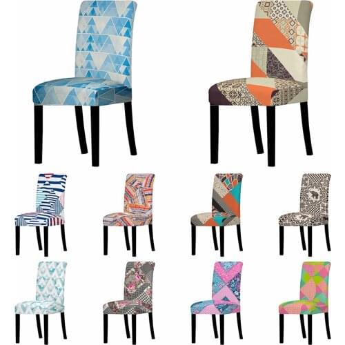 New Geometric Stretch Chair Cover Big Elastic Ethnic Style Seat Chair Covers Slipcovers Restaurant Banquet Home Party Decoration