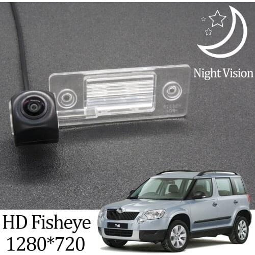 Owtosin HD 1280*720 Fisheye Rear View Camera For Skoda Yeti 2009 2010 2011 5/2012 Car Vehicle Reverse Parking Accessories