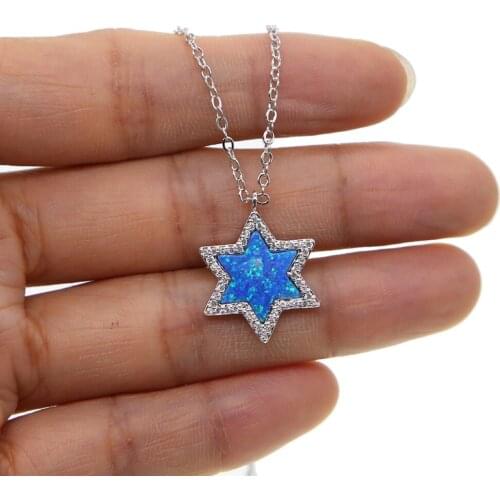 Factory high quality CZ Opal summer beach Necklace Opal Star Opal Christmas star charming women Opal Necklace for Gift