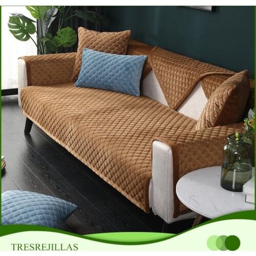 Plush Sofa Covers Towel Solid Color Soft Couch Cover Slipcover Seat for Living Room Pad L-shaped Sofa Decor
