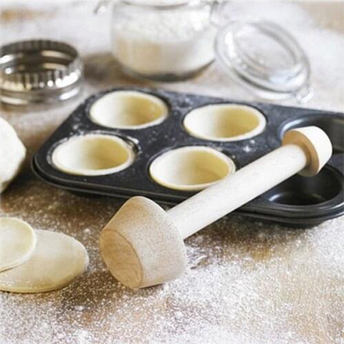 Portable Wooden Egg Tart Tamper Double Sides Diy Pastry Egg Tart Pusher Bake Mold Baking Mould Cake Kitchen Tools