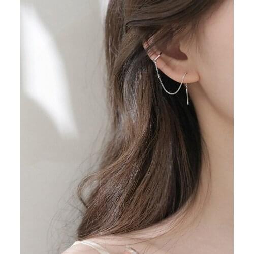 Circle Bead Tassel Clip Earrings For Women Korean Fashion One-piece Hot Hip Hop Style Geometric Girlfriend Jewelry Gift BOYULIGE