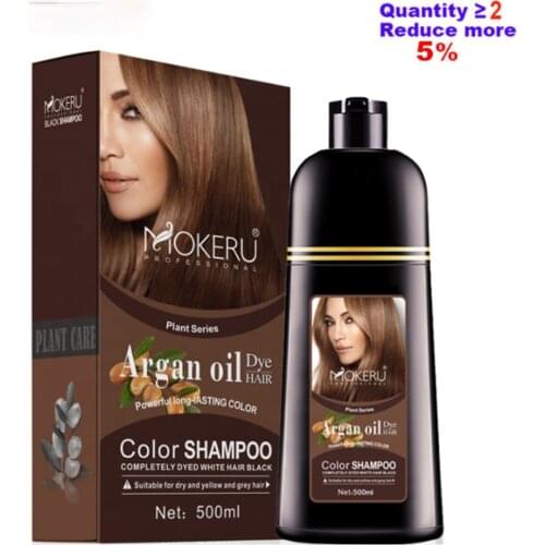 500ml Natural Argan Oil Essence Instant Hair Dye Shampoo Instant Hair Color Cream Cover Permanent Hair Coloring Shampoo Women