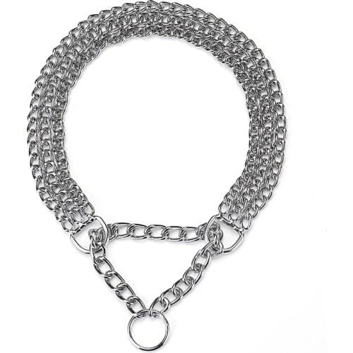 Three row chain dog collar Training dog P chain Collars Adjustment pet Metal necklace stainless steel for Medium large big dogs