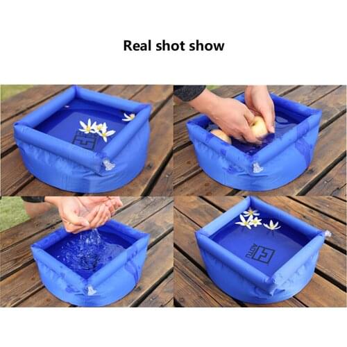 210T Plaid 8L Camping Outdoor Washbasin Folding Bucket Bubble Foot Fashion Creative Travel Camping Hiking Business Trip