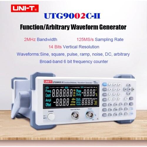 UTG9002C-II Function/Arbitrary Waveform Generator 1 Channel 2MHz Bandwidth 125MS/s 14 bits Vertical resolution EBTN LCD screen