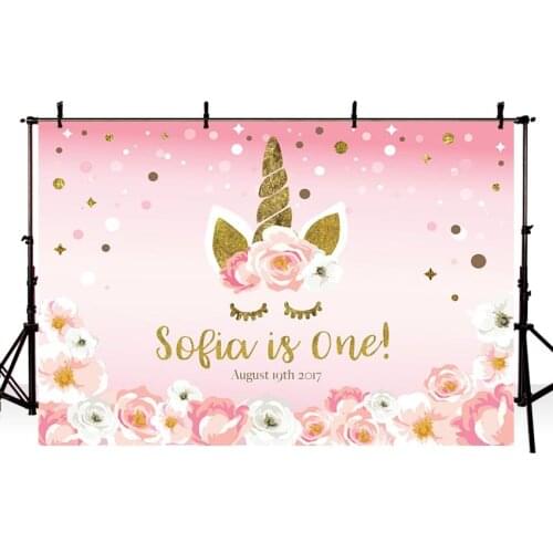 Vinyl Pink Theme Flower Newborn Backdrops Cartoon Unicorn Photography Background Studio Photo Props Background PhotographyAN542