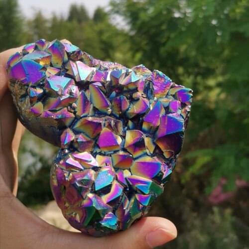 High quality beautiful Natural electroplating cluster crystal gemstone heart meditation reiki healing chakra home decoration