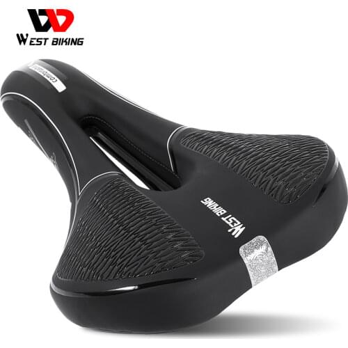 WEST BIKING Professional Bicycle Saddle PU Leather Sponge Road Racing Seat Hollow Breathable Comfortable Cushion Cycling Saddle