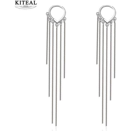 KITEAL 2020 Hot Sale silver color women clip earrings Heart and Tassels women earing Costume Jewellery