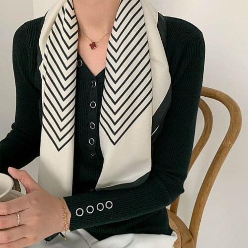 2021 Summer Square Scarf for Women Headscarf Design Print Silk Feeling Hair Band Foulard Female Office Neckerchief Lady Bandana
