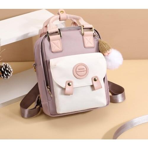 Contrast Color Women Mini Backpack Oxford Sweet Crossbody Bag For College Girl Waterproof Small Shoulder Bags Ladies Cute Purse