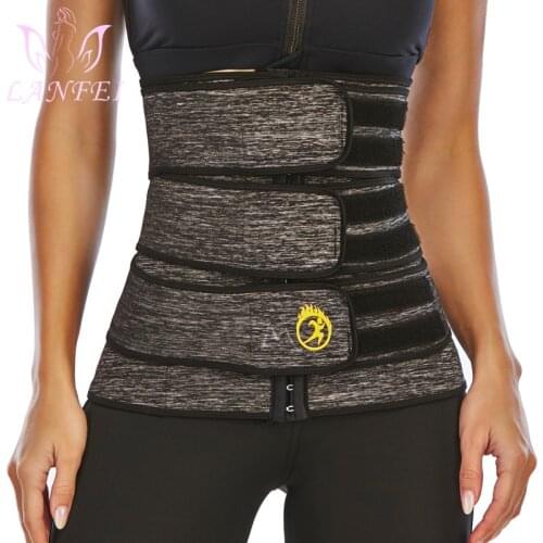 LANFEI Neoprene Sauna Sweat Belt Waist Trainer Body Shapers Corset Womens Slimming Cinchers Trimmer Workout Fitness Belly Belt