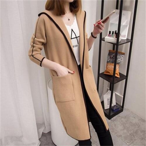 Sweater Female Autumn New Long section long-sleeved sweater womens cardigan sweater coat loose womens coat Female