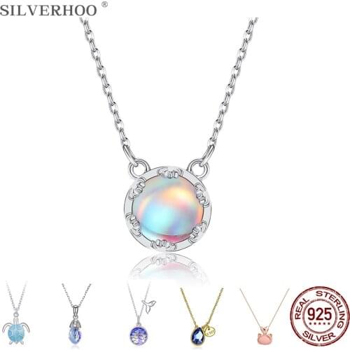 925 Sterling Silver Pendant Necklaces For Women Austria Crystal Heart Animal Simple Cute Lady Engagement Jewelry Zircon Necklace