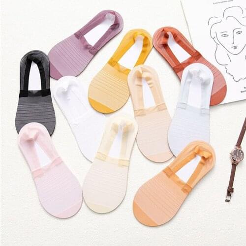 10 Pair New Transparent Short Socks Women Mesh Hollow Out Boat Socks Female Soft Low Invisible Silica Gel Socks