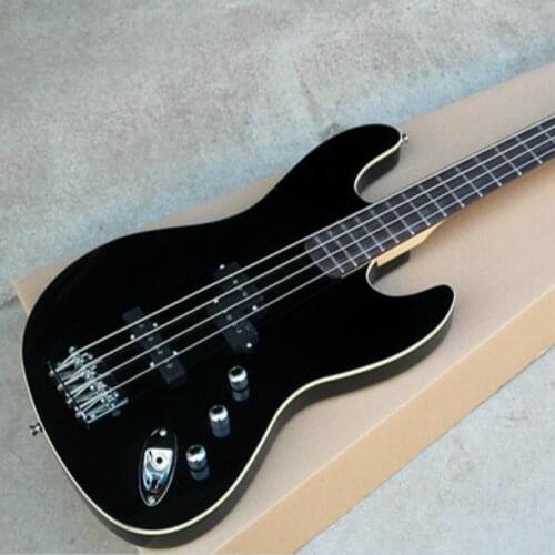 Top quality FPJB-5024 black color solid wood body blind side rosewood fretboard 4 strings Jazz bass, Free shipping