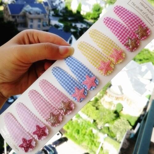 3PCS/LOT New BB Glitter Plaid Kids Hairipin Handmade Lovely BB Hair Clips Kid Shinning Star Fluorescence Princess Heart Headwear