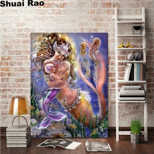 5d cross stitch diamond embroidery Mermaid mom and baby diy diamond painting full square round drill mosaic cartoon art