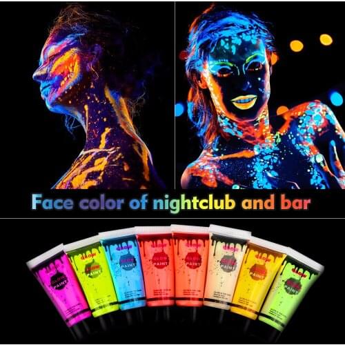 8pcs Body Painting Colorful Makeup Face Halloween Environmental Intense Neon Face Beauty Body Paint Dance Party Festival Rave