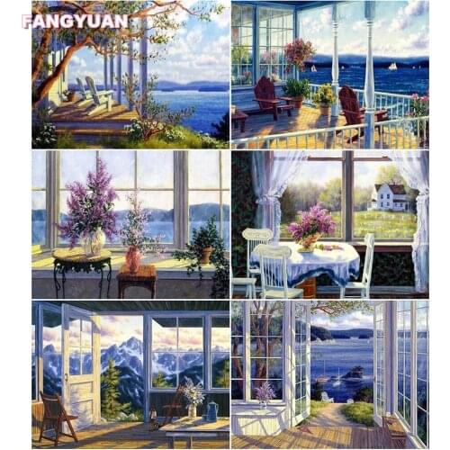 Diy 5D Art Diamond Painting Pastoral Landscape Sea Full Square Round Drill Embroidery Cross Stitch Kit Wall Painting Home Decor