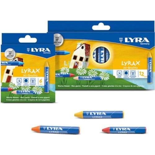 YRA LYRAX Wax-Giants Large Triangular Beeswax Crayons, Set of 6 Crayons, Assorted Colors ,Non water-soluble,Childrens painting